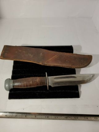 GREAT WW2 ERA U S SOLDIER ' S SIDE KNIFE - PAL RH - 36 WITH LEATHER SHEATH 2