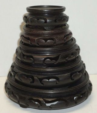 5 Sizes Black Round Oriental Design Wood Display Base Bonsai Vase Statue More