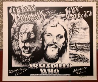 Vintage 1976 Armadillo World Headquarters Shawn Phillips Poster Yeates