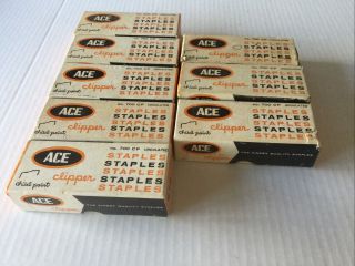 5 Vintage Ace Clipper Staples No.  700 Undulated Box Antique Office Supplies