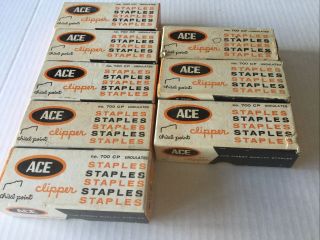 5 Vintage Ace Clipper Staples No.  700 Undulated Box Antique Office Supplies 2