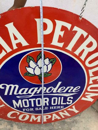 MAGNOLIA PETROLEUM MOTOR OILS LARGE 60 INCHES PORCELAIN ENAMEL SIGN SINGLE SIDE 3