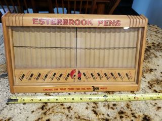Vintage Esterbrook Fountain Pen Sales Display Case Pens Flat Front Glass