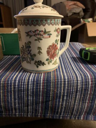 Antique Chinese Porcelain Tea Cup With Lid
