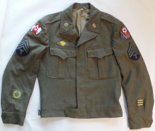 Vintage Ike Jacket 38r Wwii Us 15th Army Eto Advanced Base1944