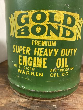 Vintage Gold Bond John Deere 5 Gallon Motor Oil Type Engine Oil Can Warren Oil 3