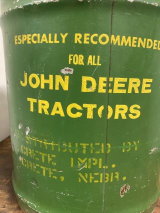 Vintage Gold Bond John Deere 5 Gallon Motor Oil Type Engine Oil Can Warren Oil 5