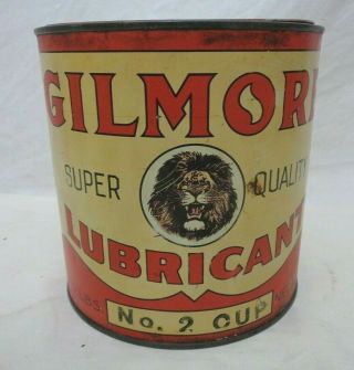 Vintage Gilmore Lubricant Oil 5 Pounds No 2 Cup Tin Can Empty Complete Nr