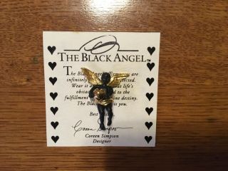 Vintage The Black Cherub Angel Brooch Pin Signed By Coreen Simpson