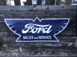 Ford Sales And Service Double Sided Porcelain Sign