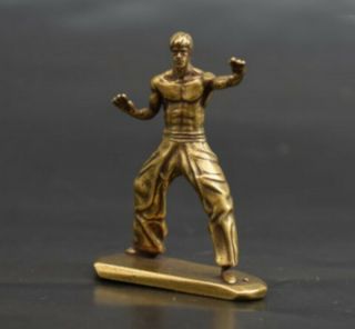 Brass Bruce Lee Statue Figurine Sculpture Kung Fu Wing Chun Action Figure Decor 3