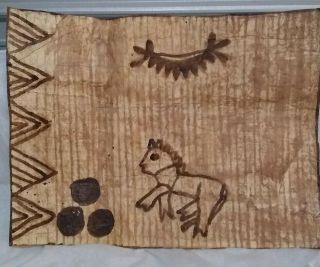 Vintage,  Tonga Island Bark Cloth,  Authentic Polynesian Tapa Art 26” X 20”
