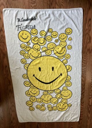 Smiley Face Beach Towel - Vintage From The 1970’s - Fort Lauderdale Florida.