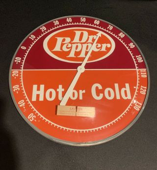 Vintage Dr.  Pepper Hot Or Cold Round Covered Thermometer