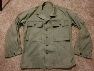 Vtg Ww2 Wwii Us Army Herringbone Shirt Jacket Military