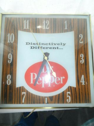 Vintage Dr.  Pepper Lighted Pam Wall Clock Distinctively Different Mcm