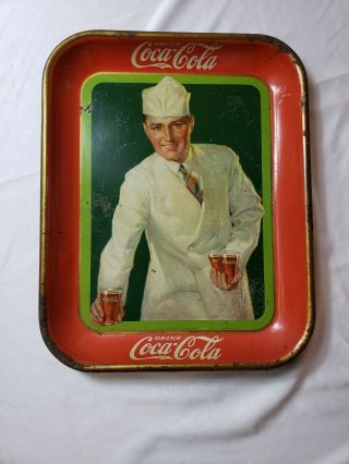 Vintage 1927 Coca Cola " Soda Jerk " Serving Tray With Extra Coke Tray