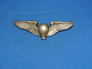 Wwii Aaf Sterling Marked Wing,  3 " Pin Back Pb,  Balloon Observer (8)