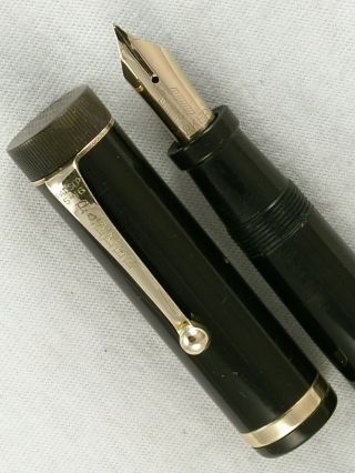 Vintage Classic Black 1920s Parker Lucky Curve Duofold Sr.  Fountain Pen Restored