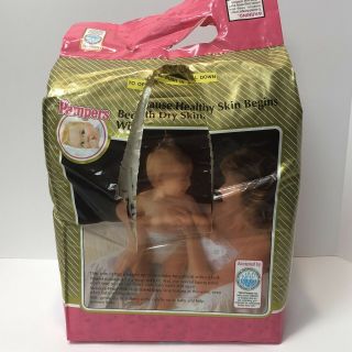 Vintage Ultra Pampers Girls Diapers 6 - 14lbs Custom Fit Tape Disney Baby Opened 2