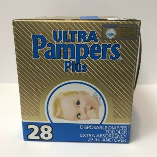 Vintage Ultra Pampers PLUS 27lbs and OVER Diapers Custom Fit Tape TODDLER Opened 5