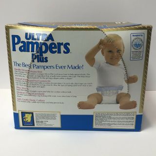 Vintage Ultra Pampers PLUS 27lbs and OVER Diapers Custom Fit Tape TODDLER Opened 6