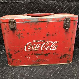 Vintage 1940’s Coca - Cola Airline Cooler,  Top Handle,  Can Opener No Rust Holes