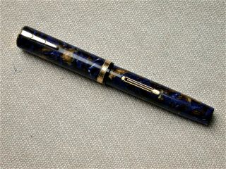 Vintage Waterman Lady Patricia Fountain Pen In Blue/gold Marble.