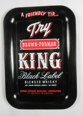 Vtg Brown - Forman King Black Label Whiskey Tip Tray 1940 