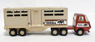 Vintage Pressed Steel Toy Tonka Horse Transport Truck