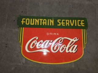 Porcelain Coca Cola Fountain Service Enamel Sign 36 x 24 Inches double sided 2