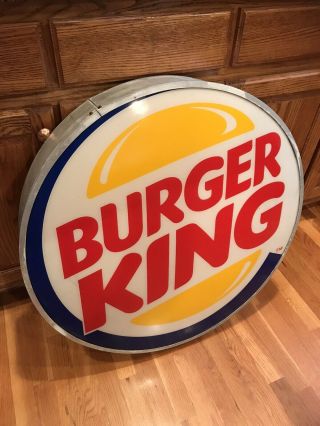 Authentic Burger King Large Plastic Button Sign 30 " Round Light Box,  Light