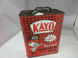 Vintage Advertising Kayo Motor Oil Two 2 Gallon Can Tin A - 270