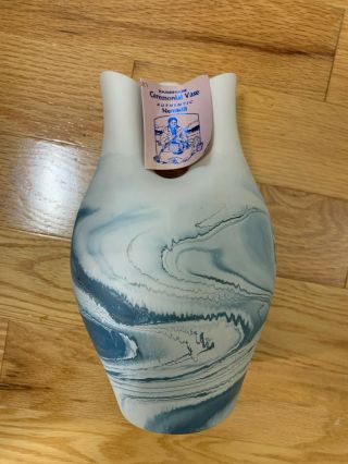 Handmade Authentic Nemadji Ceremonial Vase - - Blue - -