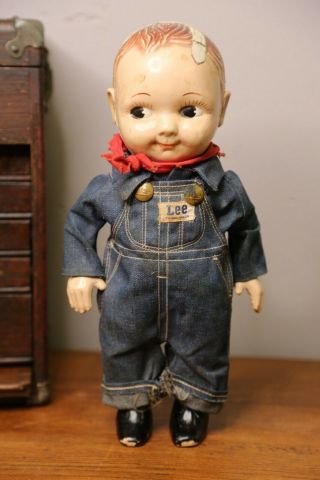Vintage Buddy Lee Doll Composition Advertising For Lee Denim Jeans Overalls