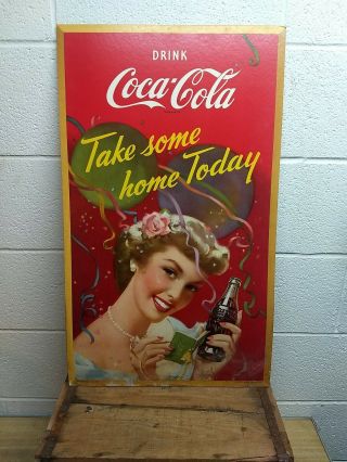 Vintage 1950 Coca Cola Cardboard Paper Sign,