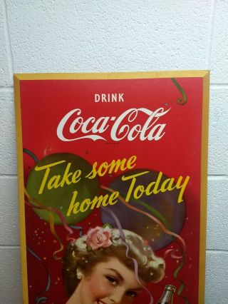 Vintage 1950 Coca Cola Cardboard Paper Sign, 2