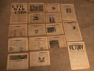 Wwii Stars And Stripes (16) Newspaper Nazis Surrender Tokyo Bombed Ve Day Etc