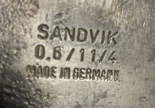 Rare Vintage German Made Axe Head Sandvik 0.  6/11/4