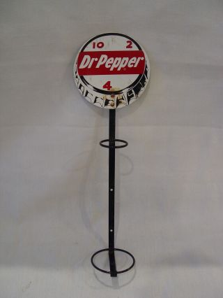 Vintage Dr Pepper Bottle Cap Logo 13 " Advertising Bottle Display Holder & Sign