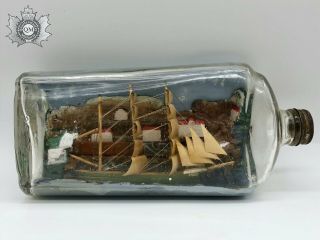 World War Two German Prisoner Of War Ship In A Bottle Dated Trench Art