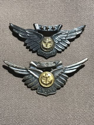 (2) Ww2 Us Navy Air Crew Uniform Wings Badge Pin Sterling Gold ⭐️ Stars
