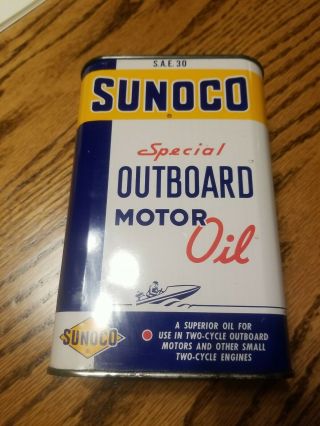 Vintage Sunoco Special Outboard Motor Oil 1 Quart Can Advertising