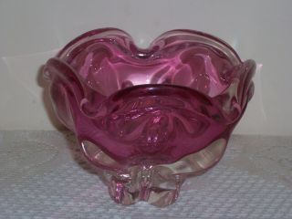 Vintage Pink Murano Italian Art Glass Bowl Mid Century 1960/70s 99p