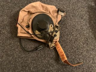 Late Wwii / Korean War Usn Pilot Flight Helmet W/ Anb - H - 1 Receivers & Boom Mic