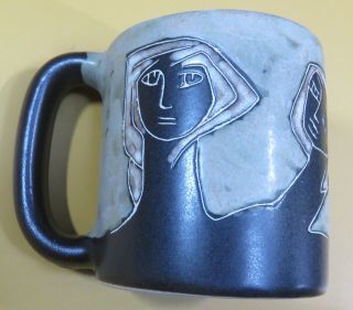 Studio Pottery Coffee Mug Design By Mara Abstract Woman Faces Mexico
