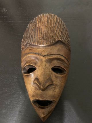African Tribal Solid Wood 10” Wooden Mask Hand Carved Wall Hanging Decor