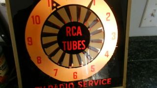 Vintage Rca Tubes Advertising Clock Rotating Colors,  Great
