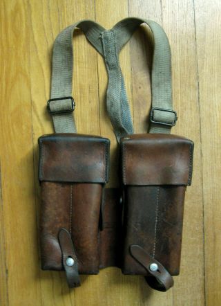 Ww2 Swiss Army Ammo Mag Pouch Rig Leather Mp Smg Mod34