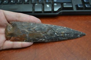 Black Agate Stone Spearhead Arrowhead Point Medieval 6 " - 6 1/2 "